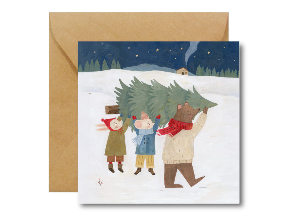 Greeting card - Hi Little - Christmas preparations, 14,5 x 14,5 cm