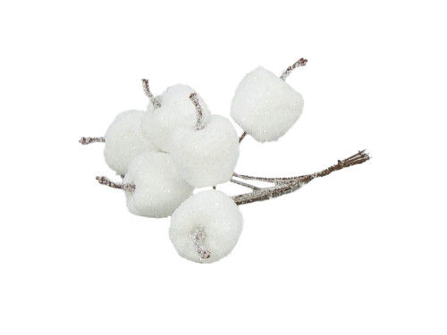 Jabłuszka na druciku wiązka - białe, 4 cm, 6 szt.
