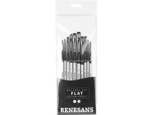 Set of synthetic brushes - Renesans - flat, 10 pcs.