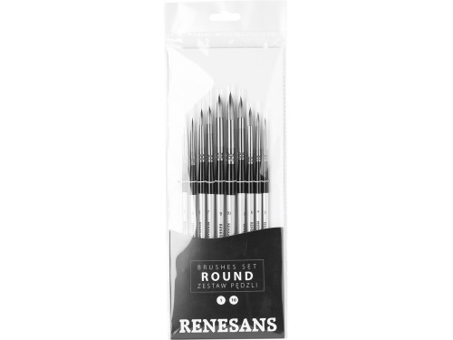 Set of synthetic brushes - Renesans - round, 10 pcs.