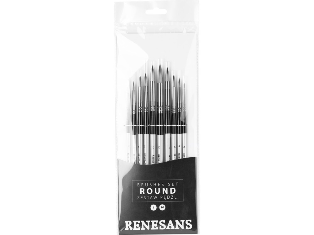 Set of synthetic brushes - Renesans - round, 10 pcs.