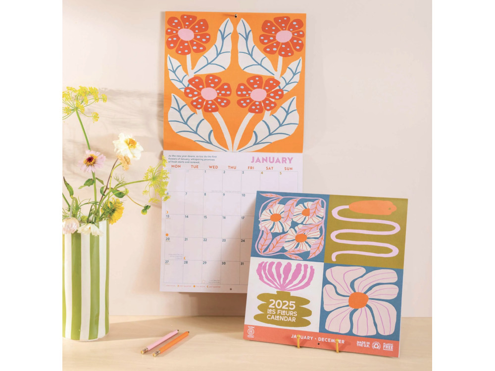 Wall Calendar Les Fleurs 2025 - Good Tuesday - 21 x 21 cm