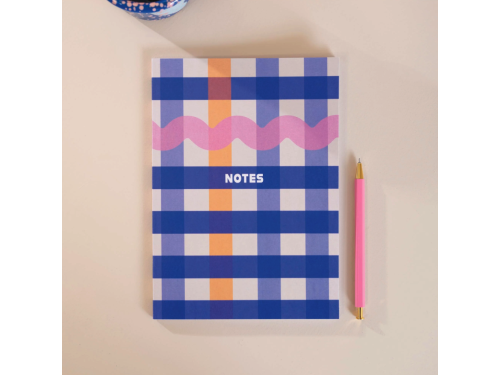 Notebook Cobalt Check A5 - Once Upon a Tuesday - ruled, softcover, 90 g, 60 pages