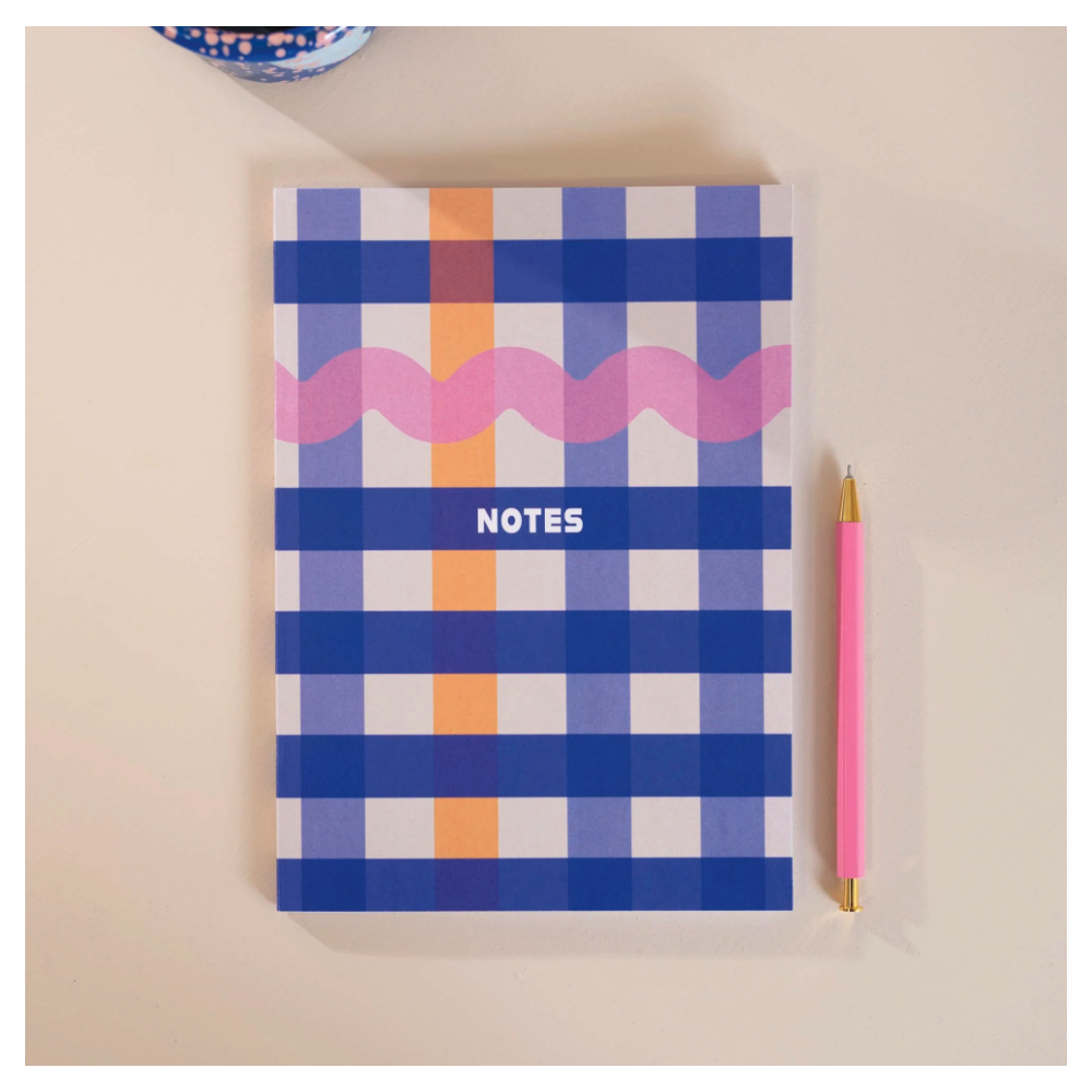 Notebook Cobalt Check A5 - Once Upon a Tuesday - ruled, softcover, 90 g, 60 pages