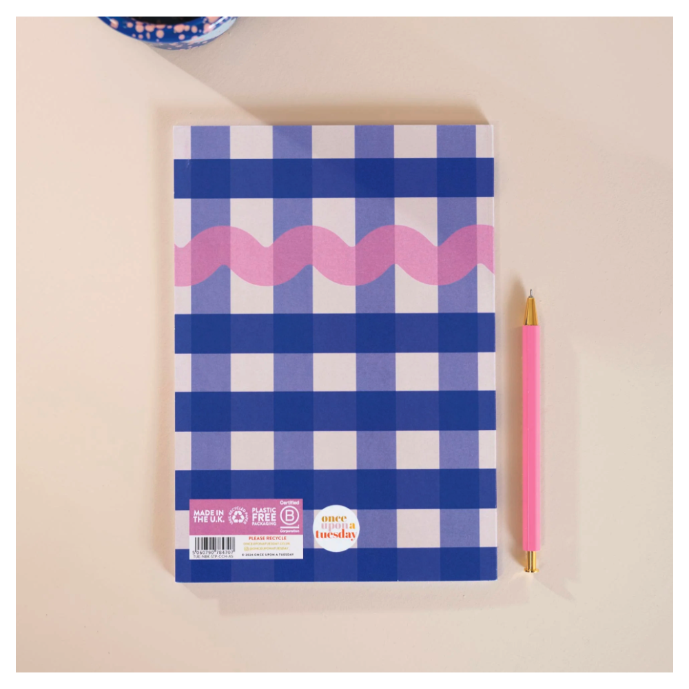 Notebook Cobalt Check A5 - Once Upon a Tuesday - ruled, softcover, 90 g, 60 pages
