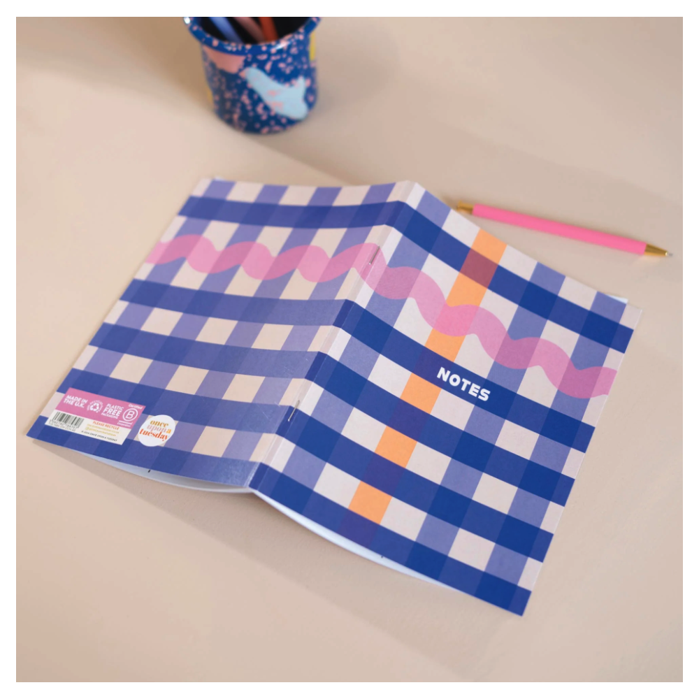 Notebook Cobalt Check A5 - Once Upon a Tuesday - ruled, softcover, 90 g, 60 pages