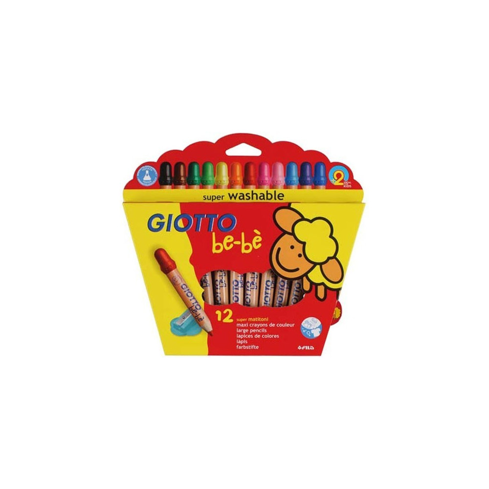 Large pencils with pencil sharpener Giotto bebe, 12 pcs