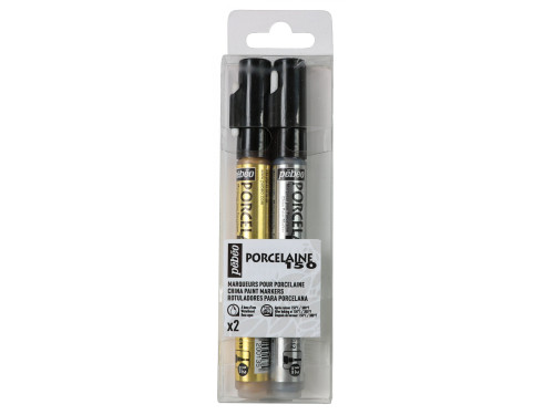 Set of markers Porcelaine 150 - Pébéo - 1,2 mm, Gold & Silver