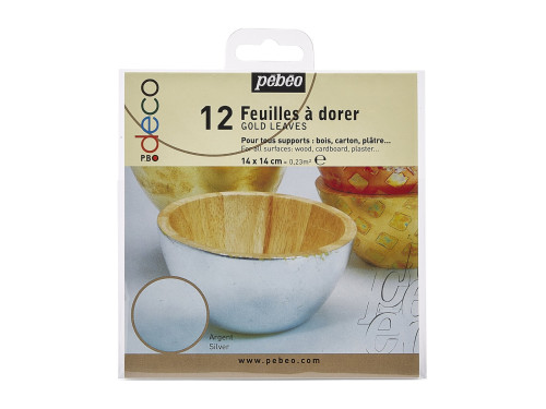 Folia do złoceń w arkuszach - Pébéo - Silver, 12 szt.