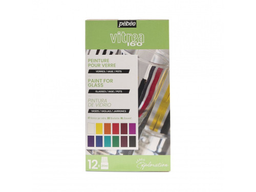 Zestaw farb do szkła Vitrea - Pébéo - 12 kolorów x 20 ml
