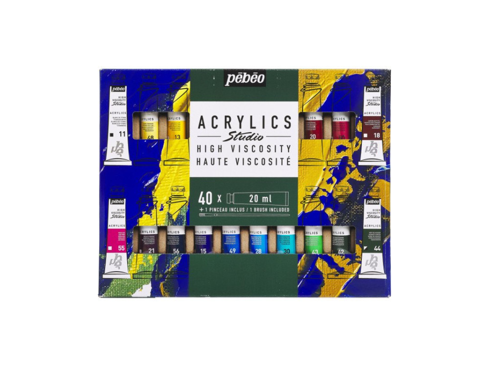 Zestaw farb akrylowych Studio Acrylics - Pébéo - 40 kolorów x 20 ml