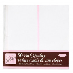 Tall Cards & Envelopes Set - Anita's - White, 50 pcs