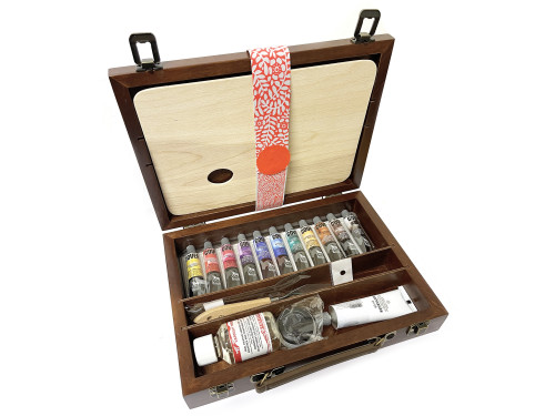 Set of Tempera Gouache Cover paints in wooden case - Renesans - 17 pcs.