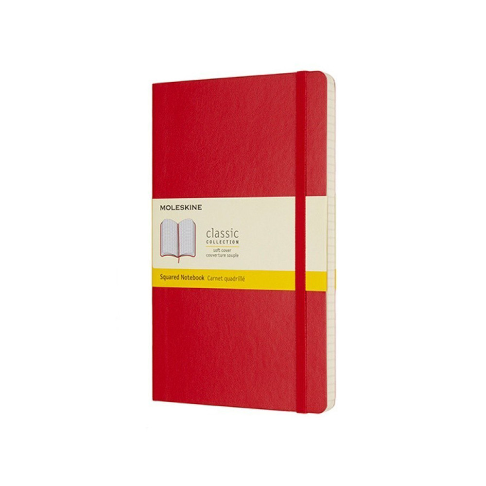Squared notebook Classic 13 x 21 cm - Moleskine - Red, softcover