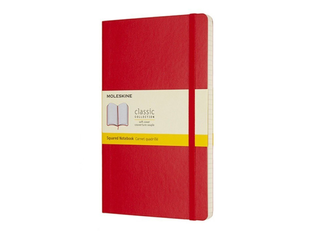 Squared notebook Classic 13 x 21 cm - Moleskine - Red softcover