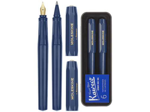 Zestaw prezentowy pióro wieczne i pióro kulkowe - Kaweco x Moleskine - niebieski