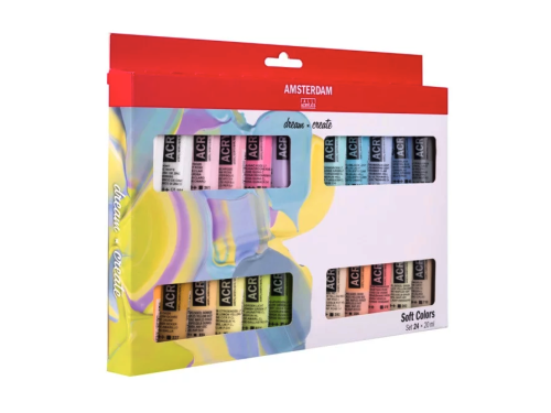 Set of acrylic paints in tubes - Amsterdam - Soft Colors, 24 colors x 20 ml