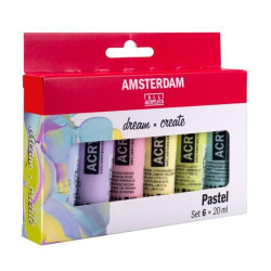 Set of acrylic paints in tubes - Amsterdam - Pastel, 6 colors x 20 ml