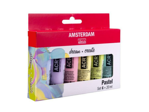 Zestaw farb akrylowych - Amsterdam - Pastel, 6 kolorów x 20 ml