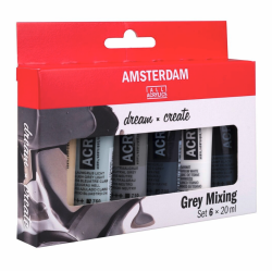 Zestaw farb akrylowych - Amsterdam - Grey Mixing, 6 kolorów x 20 ml