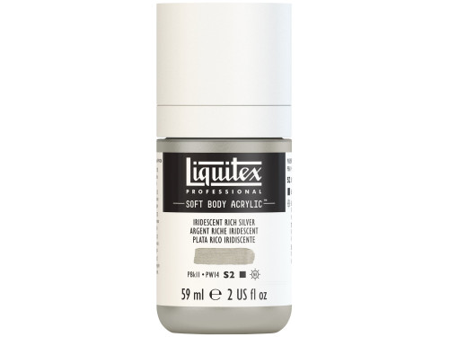Acrylic Soft Body paint - Liquitex - Iridescent Rich Silver, 59 ml