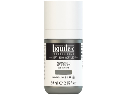 Farba akrylowa Soft Body - Liquitex - Neutral Gray 5, 59 ml