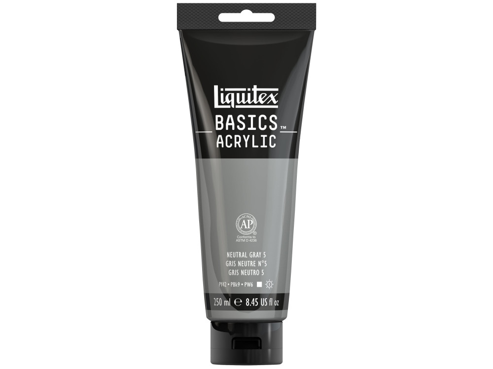 Farba akrylowa Basics Acrylic - Liquitex - Neutral Gray 5, 250 ml