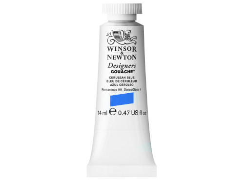 Farba gwasz Designers Gouache - Winsor & Newton - Cerulean Blue, 14 ml