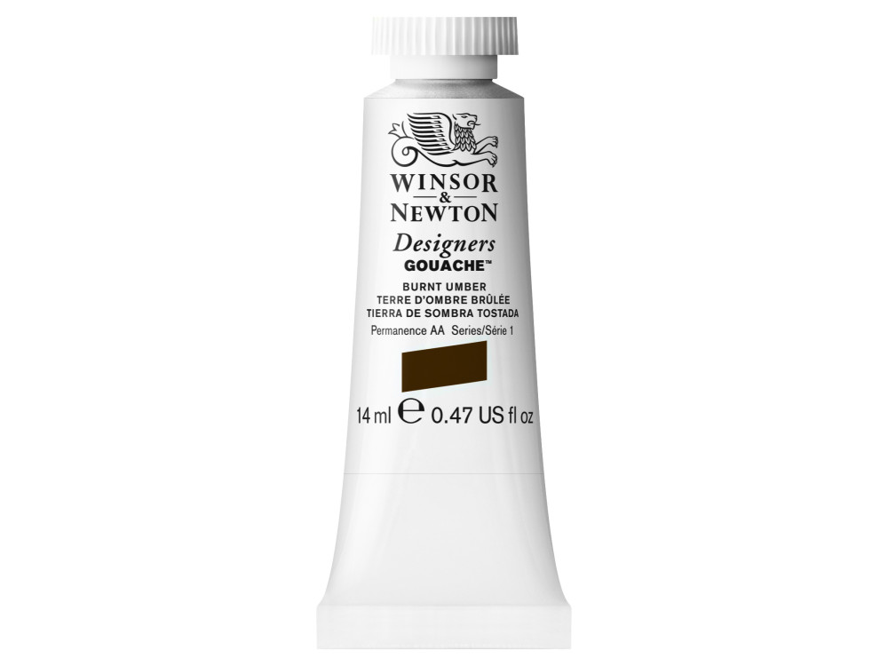 Gouache paint in tube - Winsor & Newton - Burnt Umber, 14 ml