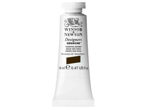 Gouache paint in tube - Winsor & Newton - Vandyke Brown, 14 ml