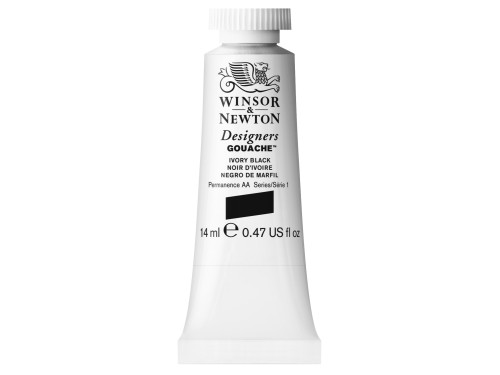 Gouache paint in tube - Winsor & Newton - Ivory Black, 14 ml
