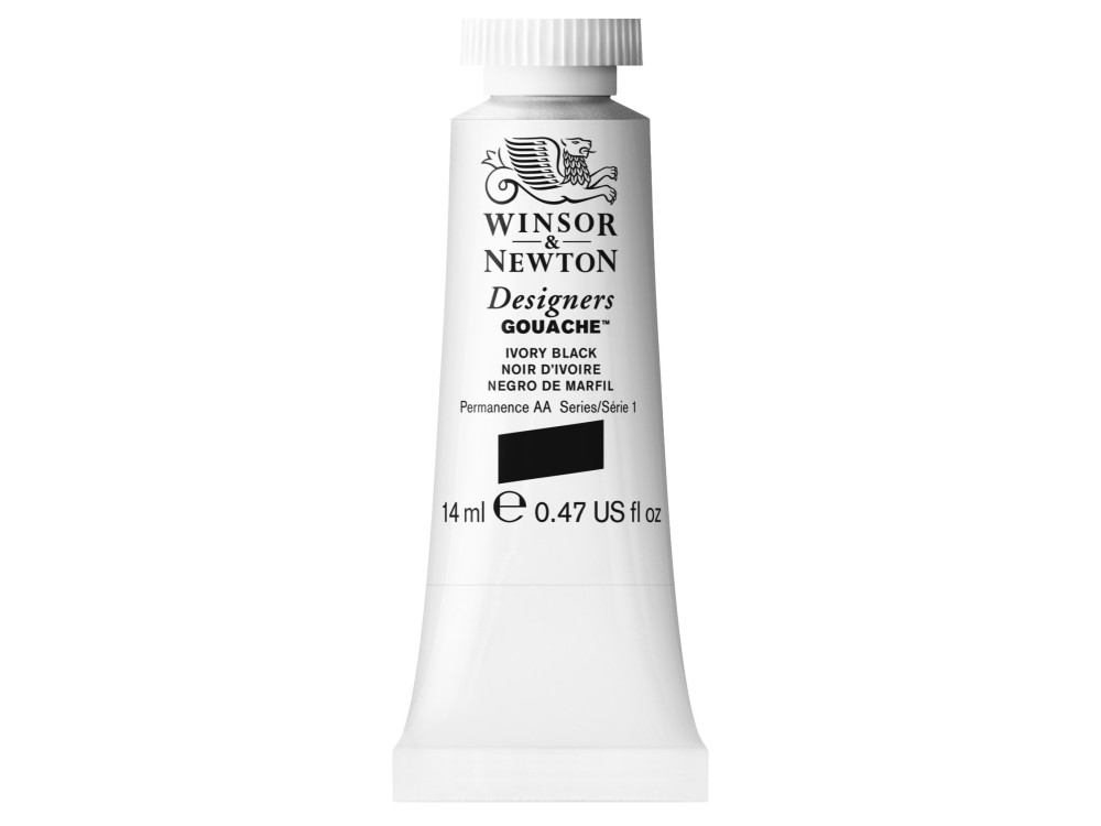Gouache paint in tube - Winsor & Newton - Ivory Black, 14 ml