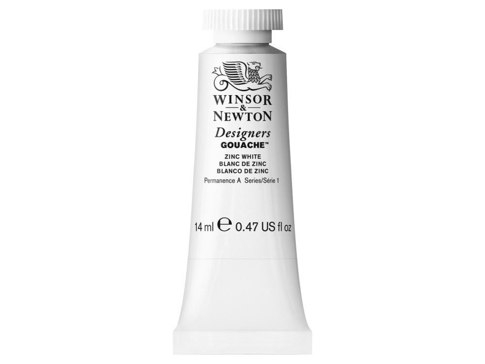 Gouache paint in tube - Winsor & Newton - Zinc White, 14 ml