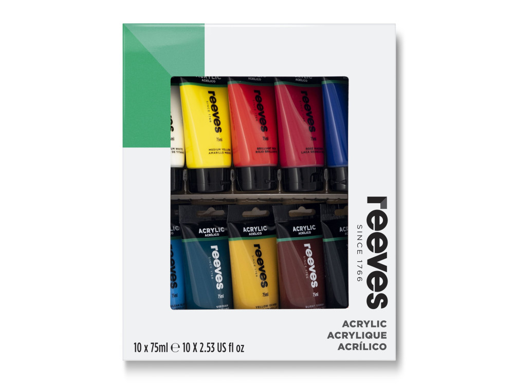 Set of acrylic paints - Reeves - 10 x 75 ml