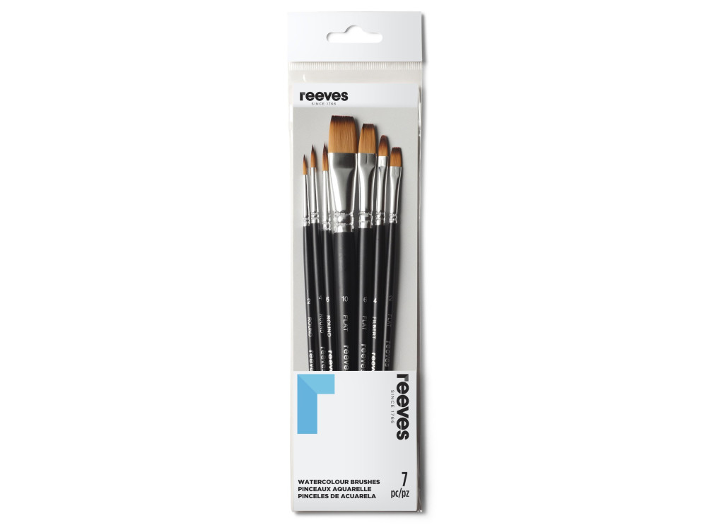 Set of synthetic watercolor brushes - Reeves - 7 pcs.