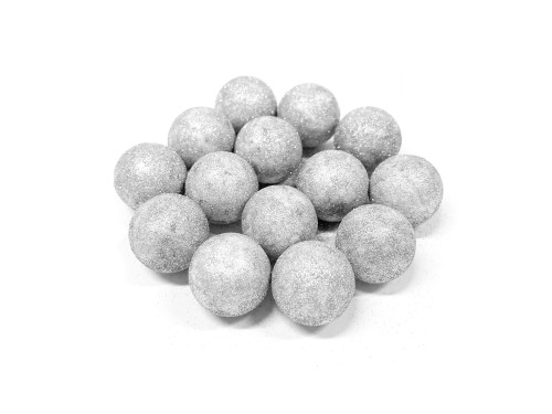Styrofoam glitter balls - silver, 3 cm, 15 pcs.