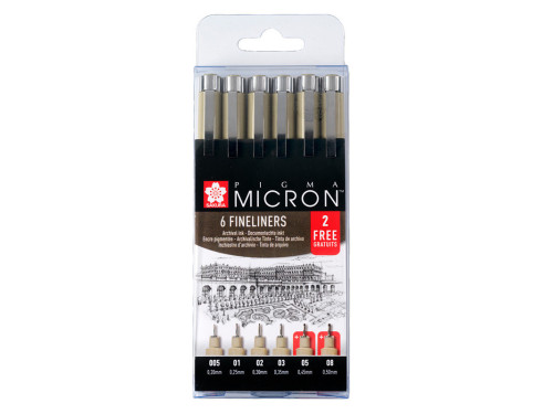 Zestaw cienkopisów Pigma Micron - Sakura - 6 szt.