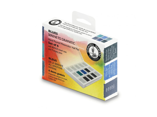 Set of Extra Fine Watercolor half pans paints Blues - Daniel Smith - 6 pcs.