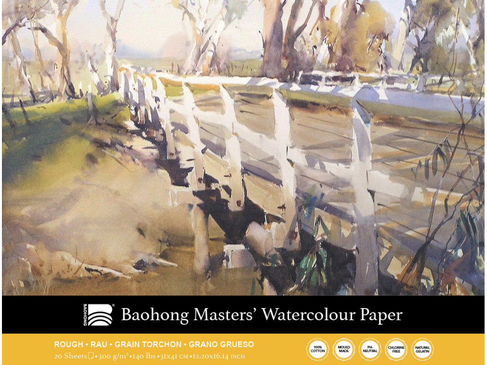 Blok do akwareli Master's 31 x 41 cm - Baohong - rough, 300 g, 20 ark.