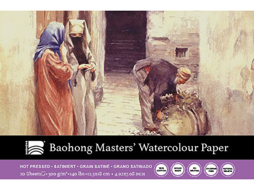 Blok do akwareli Master's 12,5 x 18 cm - Baohong - hot pressed, 300 g, 20 ark.