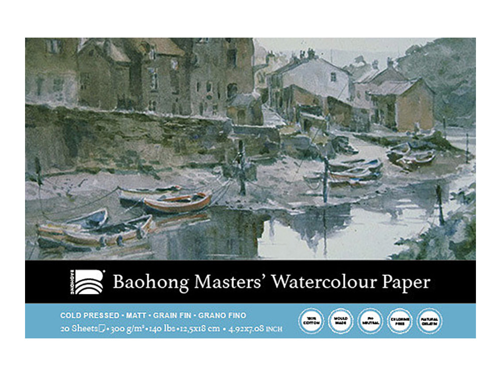 Master's watercolour paper pad 12,5 x 18 cm - Clairefontaine - cold pressed, 300 g, 20 sheets