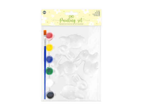 Decoration painting set Easter Bunnies - 5,5 x 7 cm, 4 pcs.