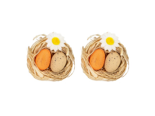 Speckled eggs in nests with flower - 7 cm, 2 pcs.