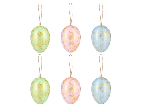 Plastic eggs pendants - pastel, 4 x 6 cm, 6 pcs.