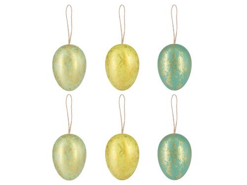 Plastic eggs pendants - green, 4 x 6 cm, 6 pcs.