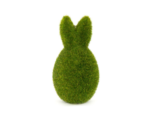 Easter flocked egg with bunny ears - green, 12 cm