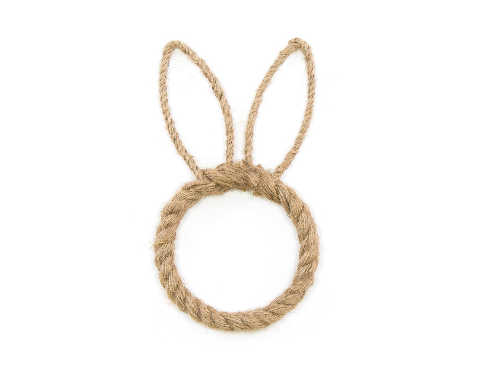 Jute string Bunny wreath - brown, 25 cm