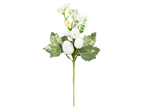Gałązka wielkanocna z jajkami - biała, 32 cm