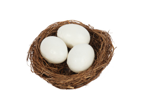Easter nests with eggs - white, 5 cm, 6 pcs.