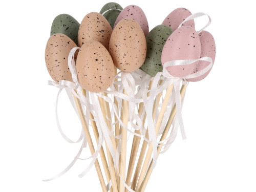 Easter speckled eggs on a stick - 4 cm, 12 pcs.